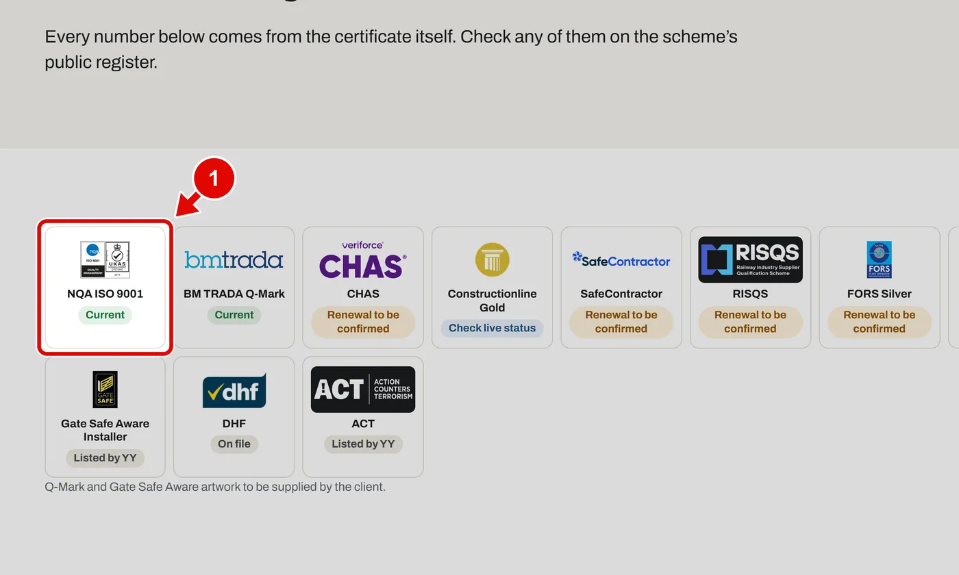 Screen grab from Accreditations, on a computer. A red box marks the part to use.