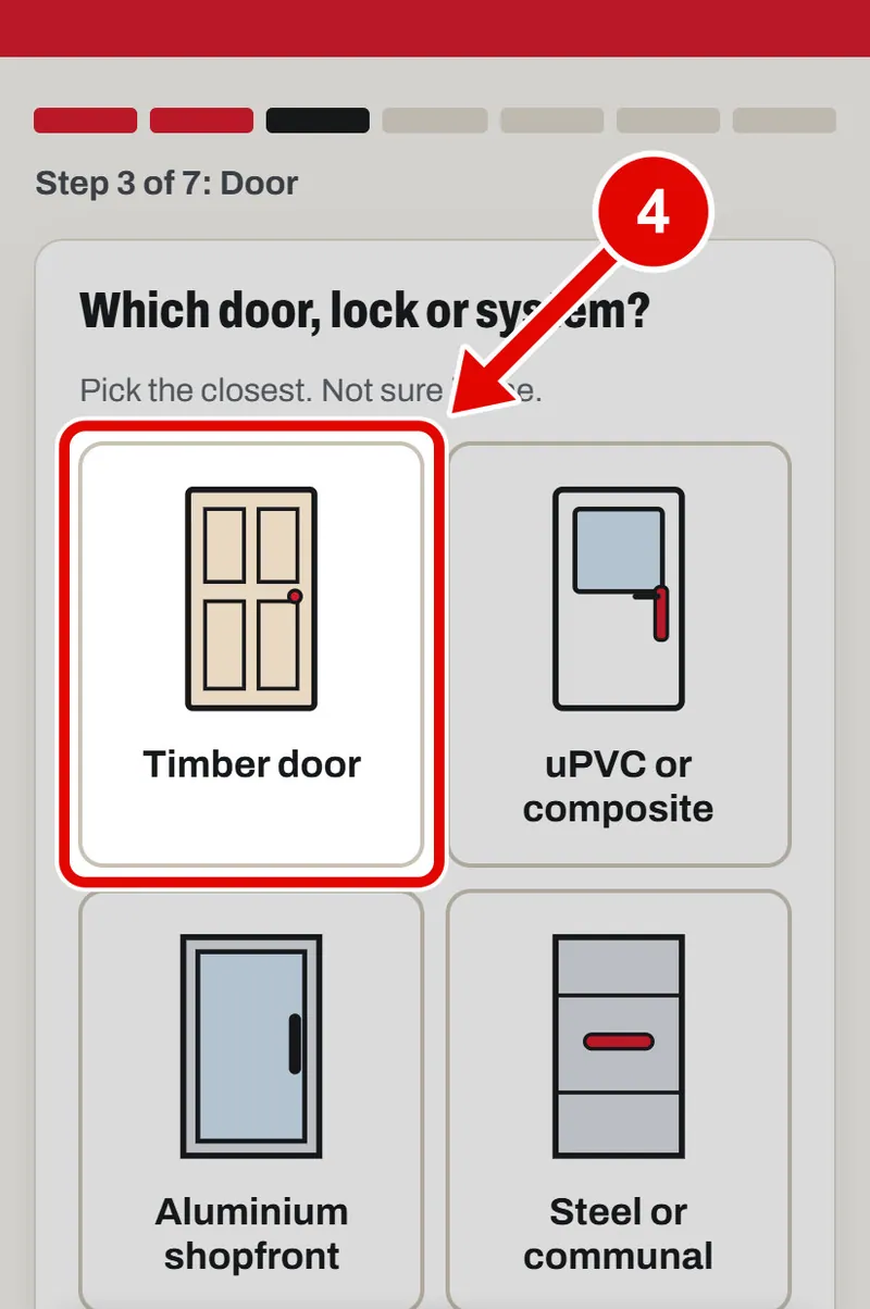 Screen grab from Book a survey, on a phone. A red box marks the part to use.
