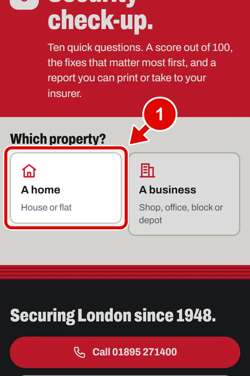 Screen grab from Security check-up, on a phone. A red box marks the part to use.