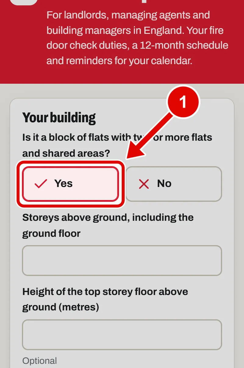 Screen grab from Fire door planner, on a phone. A red box marks the part to use.