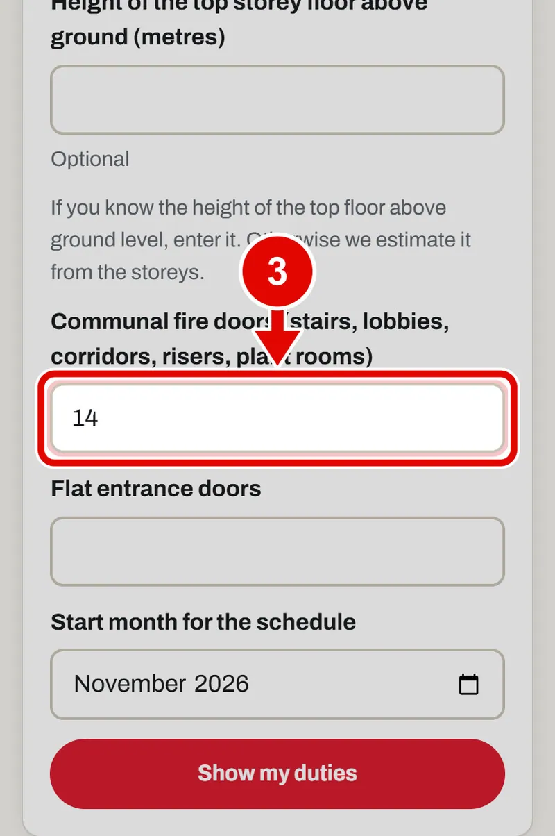 Screen grab from Fire door planner, on a phone. A red box marks the part to use.