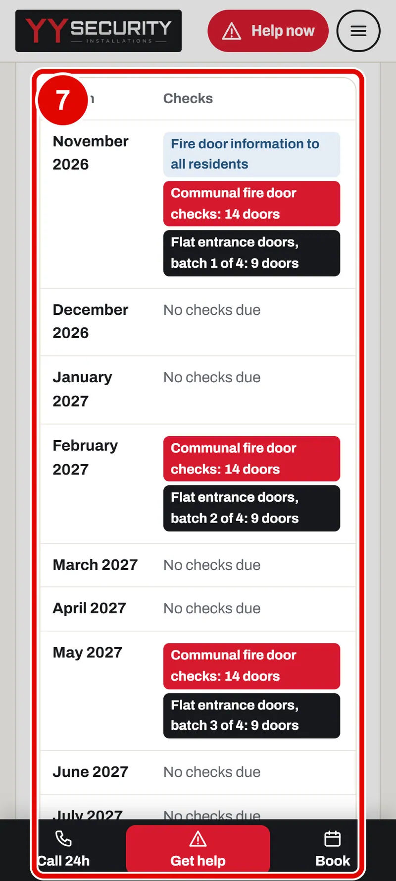 Screen grab from Fire door planner, on a phone. A red box marks the part to use.
