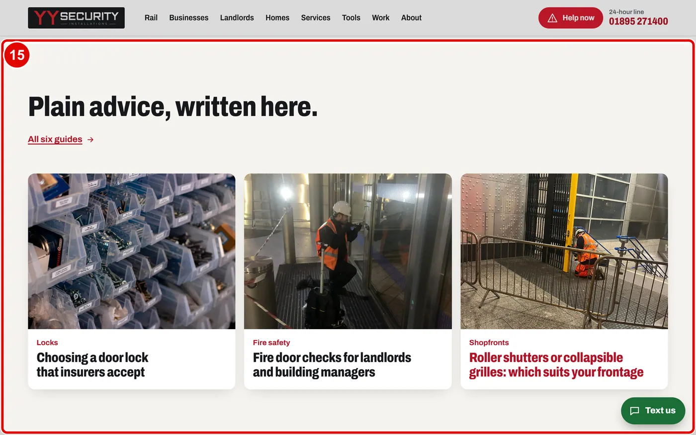 Screen grab from The home page, part by part, on a computer. A red box marks the part to use.