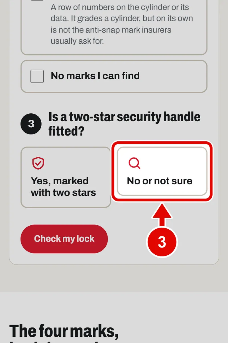 Screen grab from Lock checker, on a phone. A red box marks the part to use.