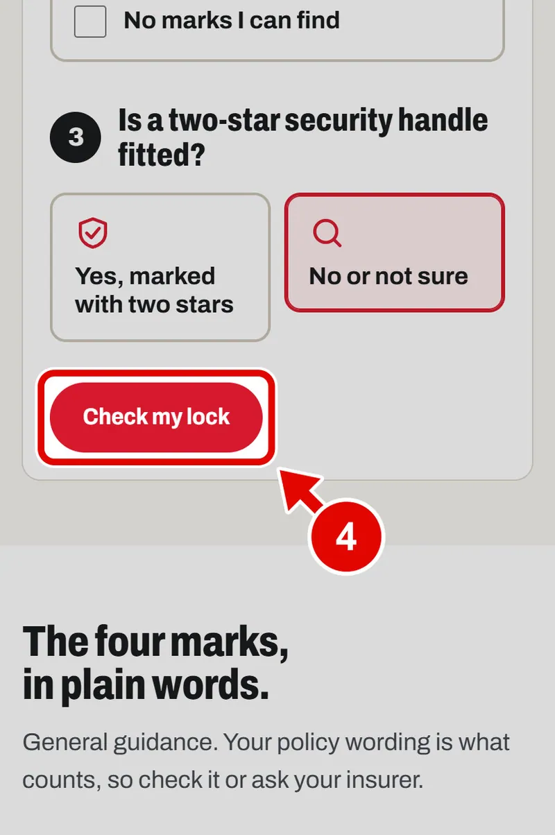 Screen grab from Lock checker, on a phone. A red box marks the part to use.