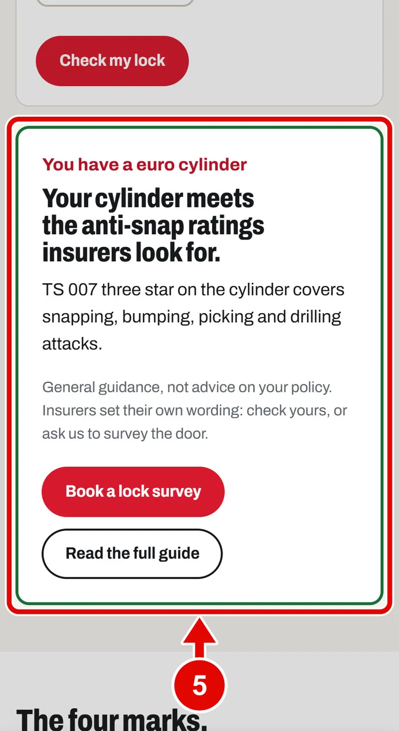 Screen grab from Lock checker, on a phone. A red box marks the part to use.