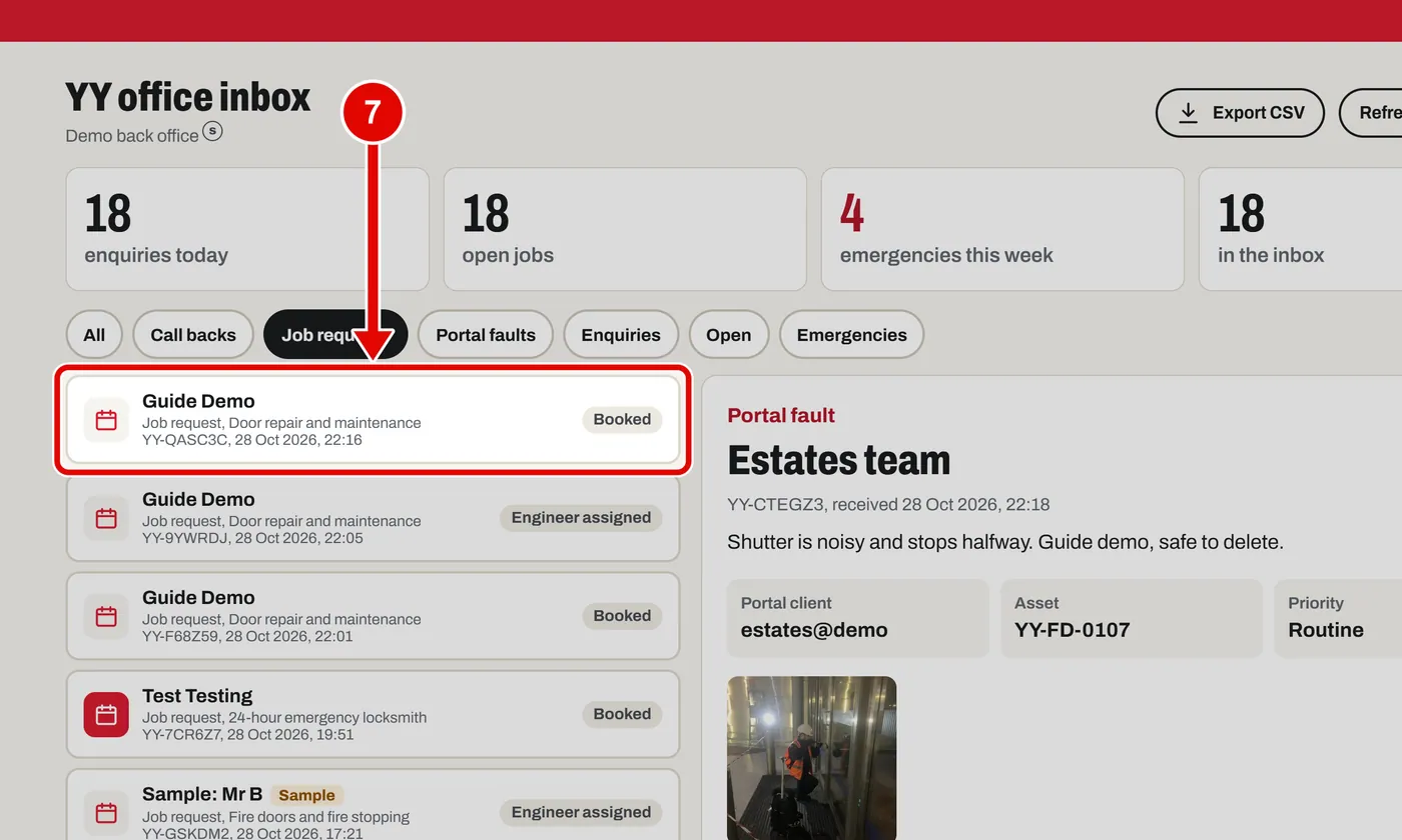 Screen grab from Back office, on a computer. A red box marks the part to use.