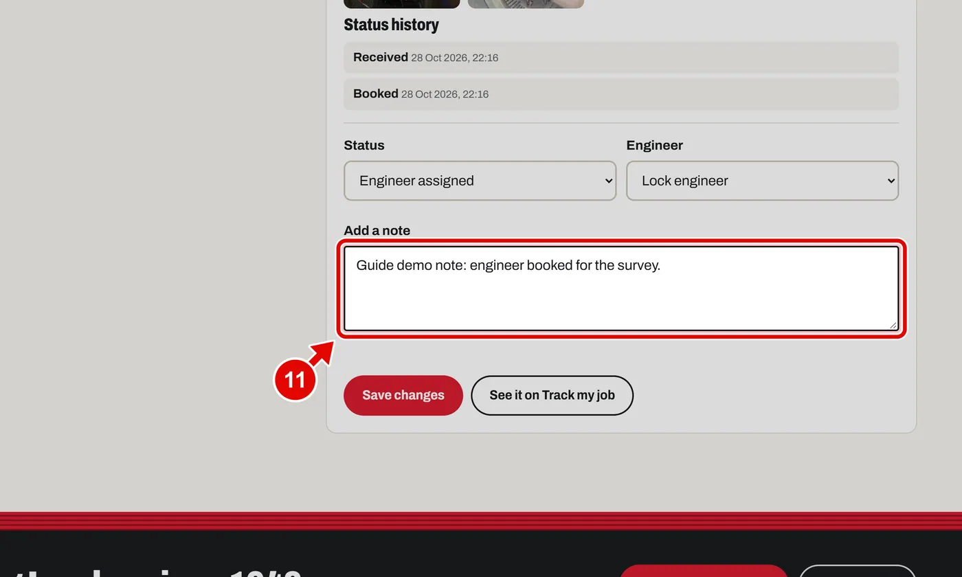 Screen grab from Back office, on a computer. A red box marks the part to use.