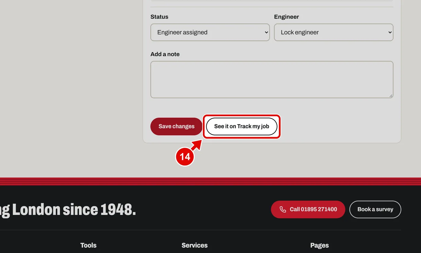 Screen grab from Back office, on a computer. A red box marks the part to use.