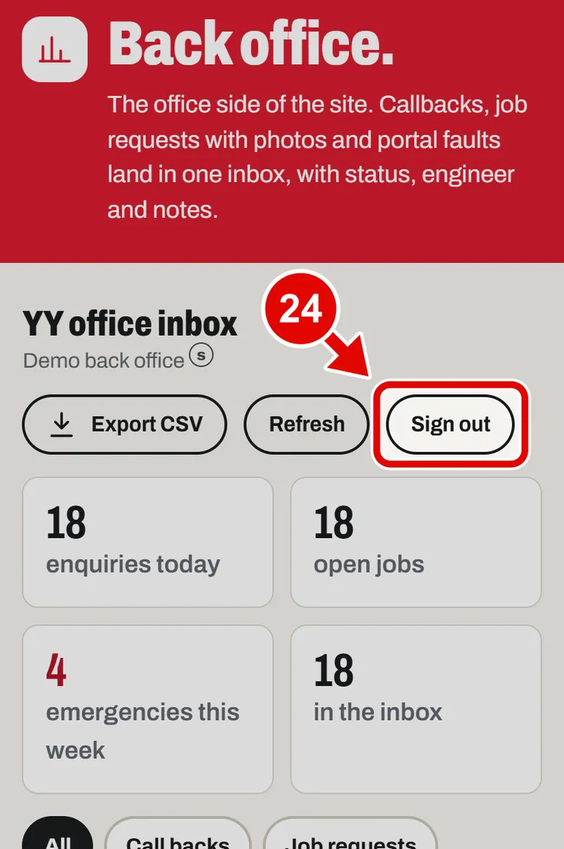 Screen grab from Back office, on a phone. A red box marks the part to use.