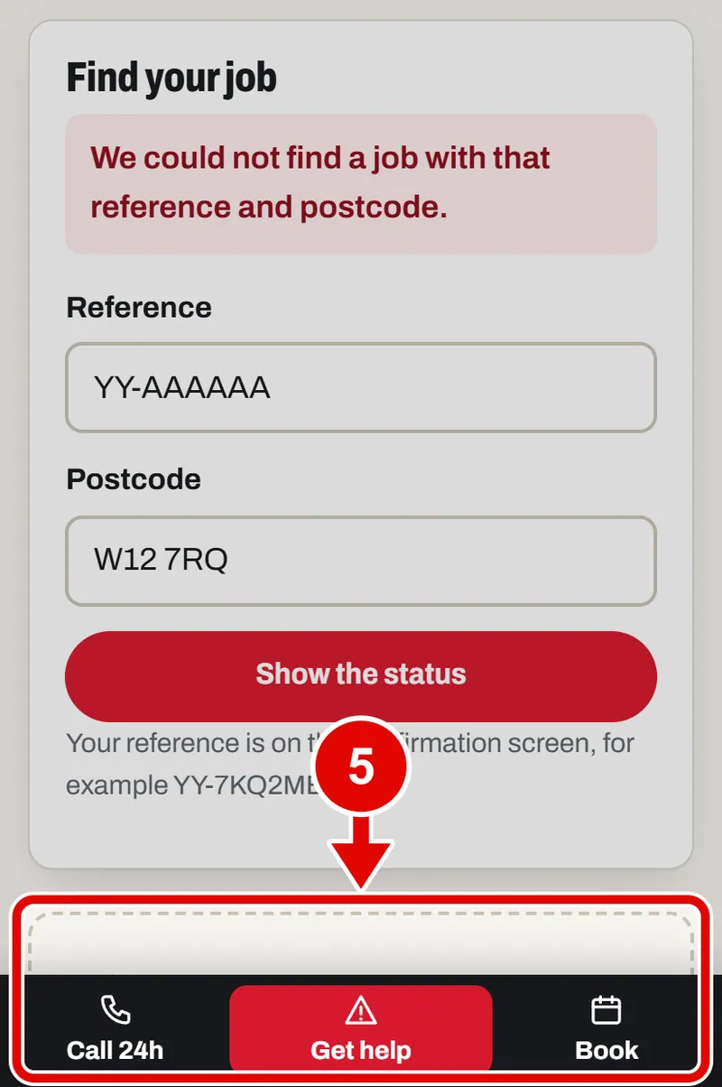 Screen grab from If something goes wrong, on a phone. A red box marks the part to use.