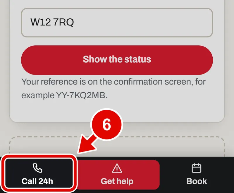 Screen grab from If something goes wrong, on a phone. A red box marks the part to use.
