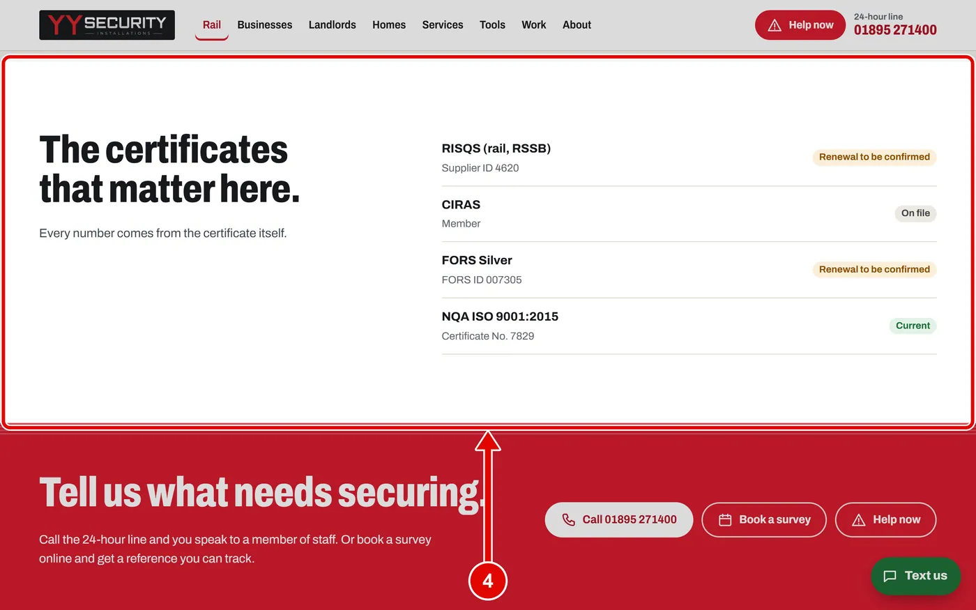 Screen grab from Pages for each kind of customer, on a computer. A red box marks the part to use.
