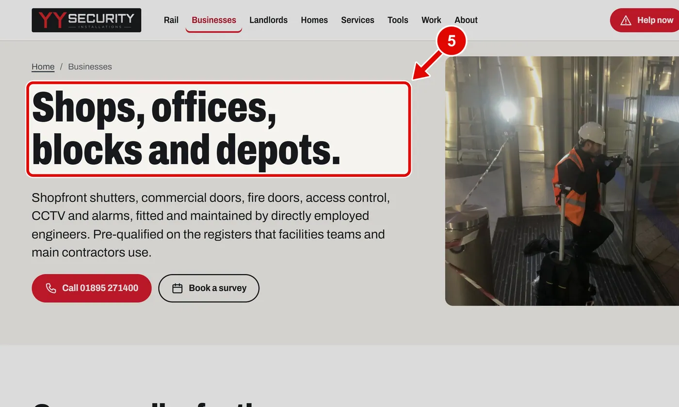 Screen grab from Pages for each kind of customer, on a computer. A red box marks the part to use.