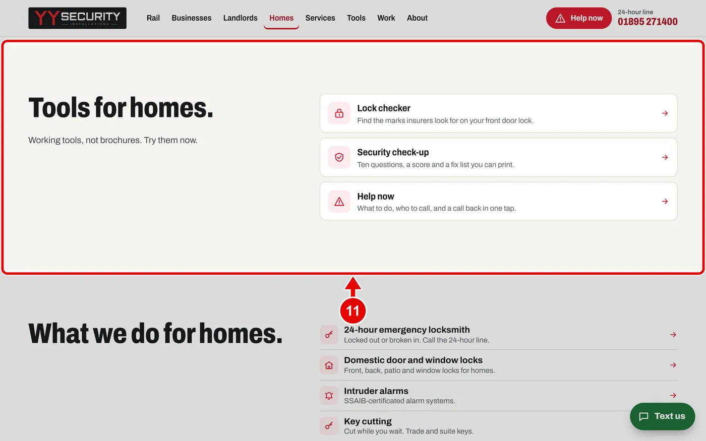 Screen grab from Pages for each kind of customer, on a computer. A red box marks the part to use.