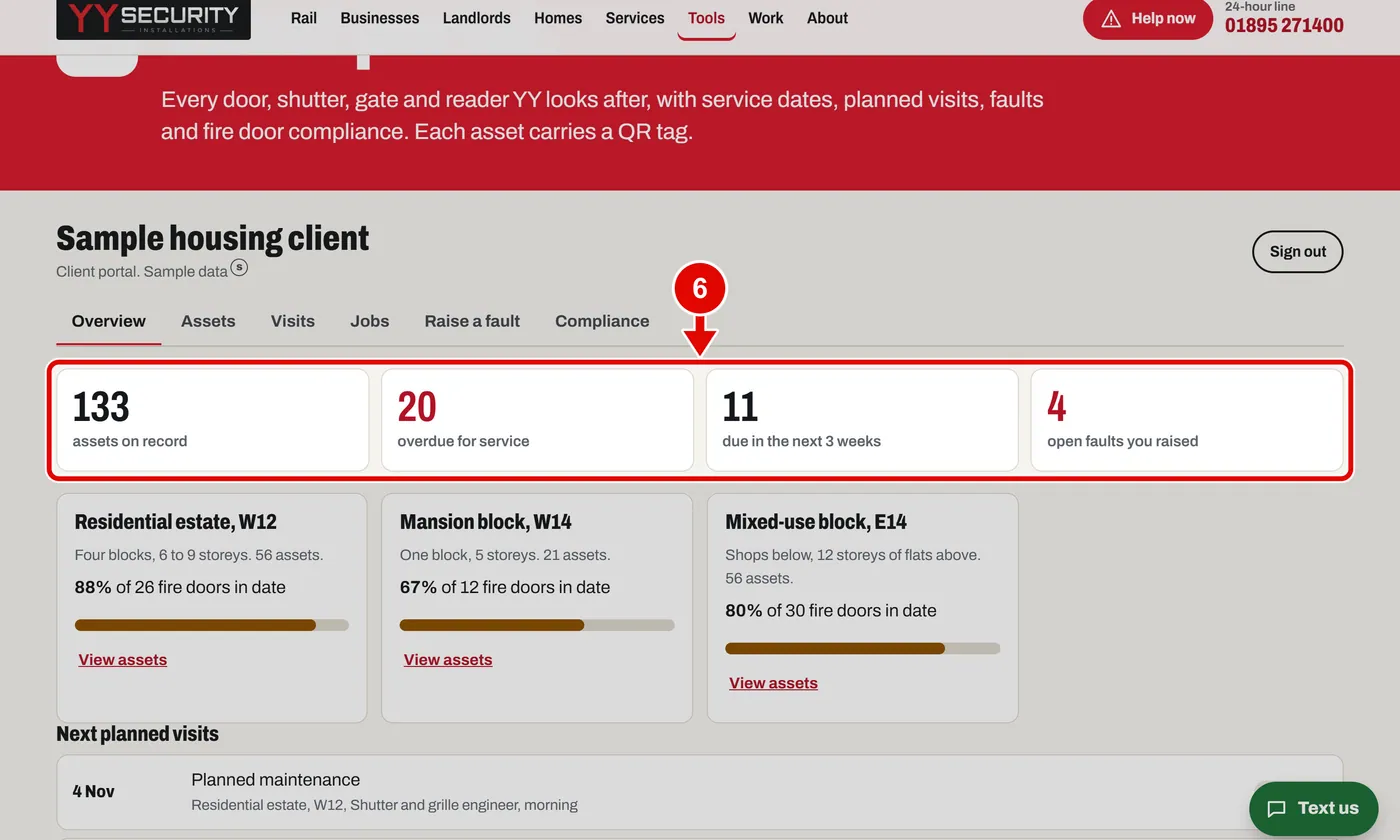 Screen grab from Client portal, on a computer. A red box marks the part to use.