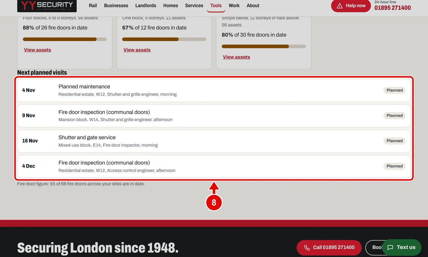 Screen grab from Client portal, on a computer. A red box marks the part to use.