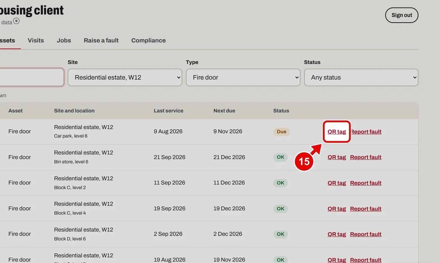 Screen grab from Client portal, on a computer. A red box marks the part to use.