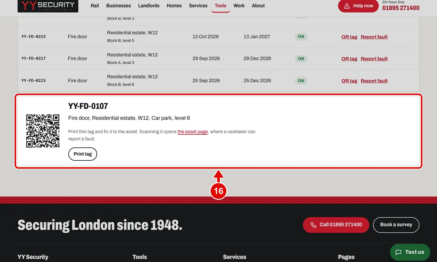 Screen grab from Client portal, on a computer. A red box marks the part to use.