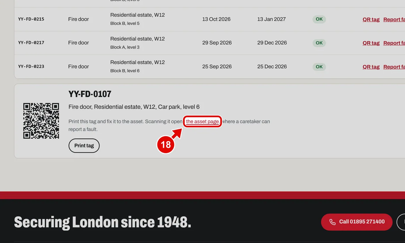 Screen grab from Client portal, on a computer. A red box marks the part to use.