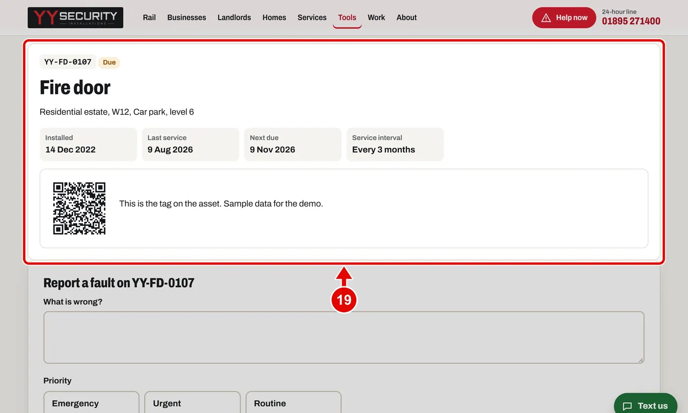 Screen grab from Client portal, on a computer. A red box marks the part to use.