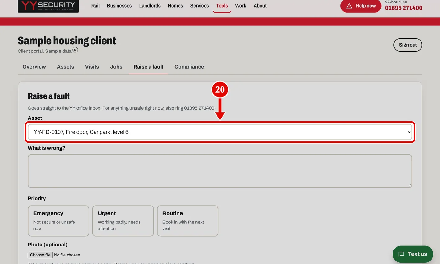 Screen grab from Client portal, on a computer. A red box marks the part to use.