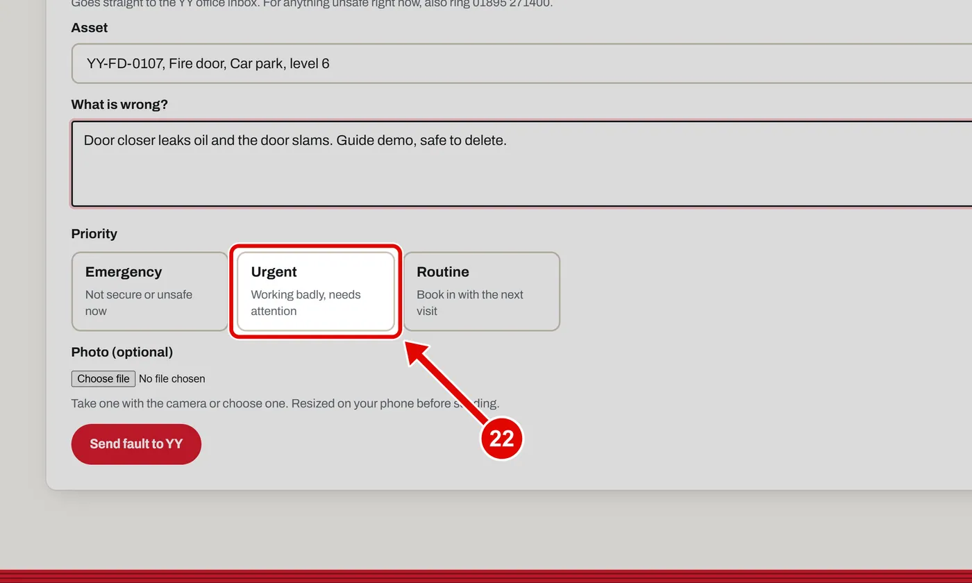 Screen grab from Client portal, on a computer. A red box marks the part to use.