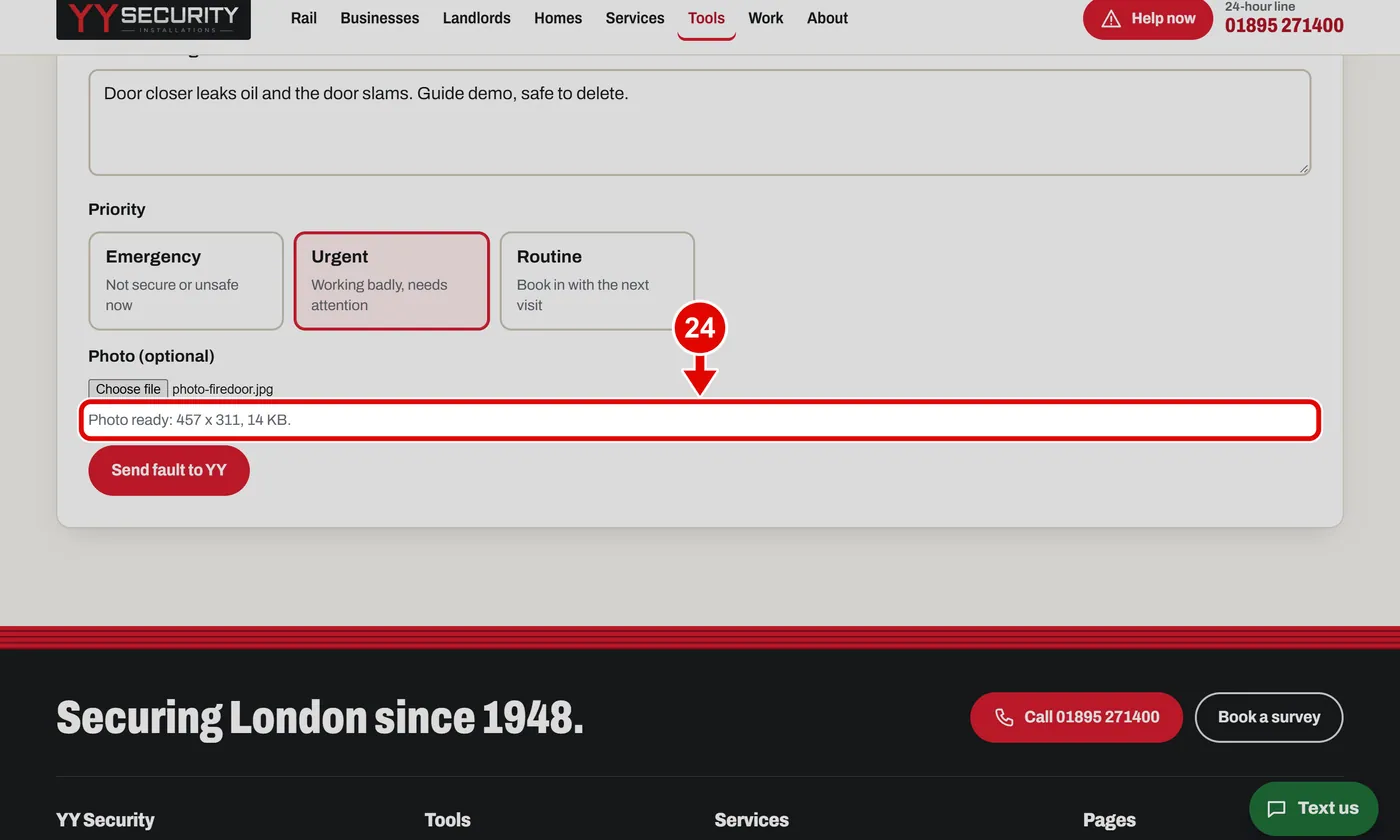 Screen grab from Client portal, on a computer. A red box marks the part to use.