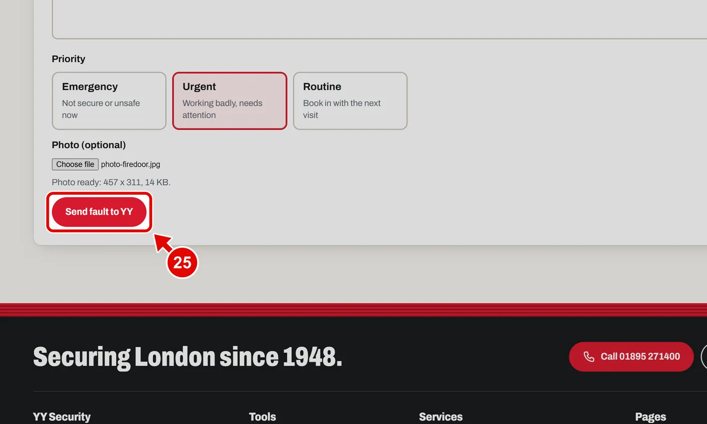Screen grab from Client portal, on a computer. A red box marks the part to use.