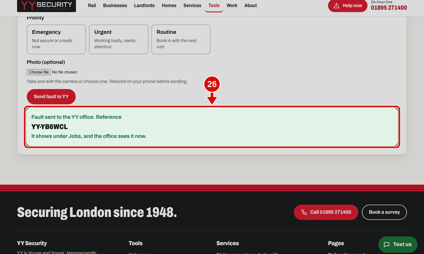 Screen grab from Client portal, on a computer. A red box marks the part to use.