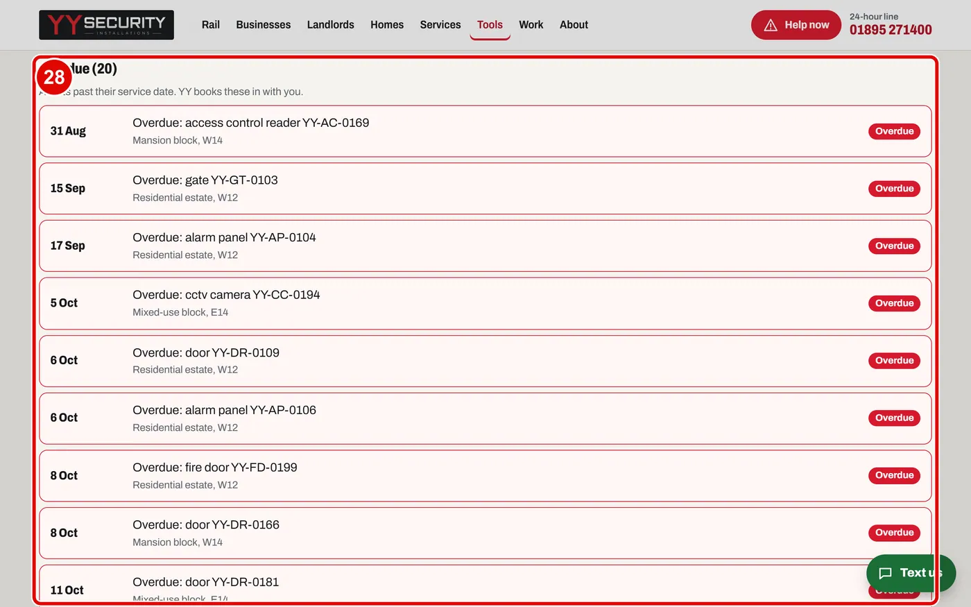 Screen grab from Client portal, on a computer. A red box marks the part to use.