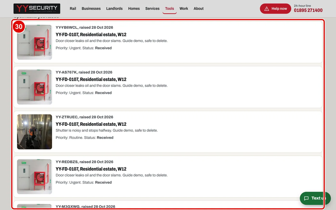 Screen grab from Client portal, on a computer. A red box marks the part to use.