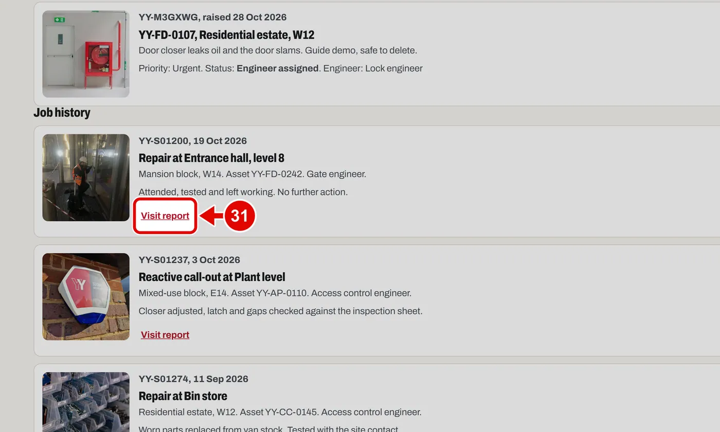 Screen grab from Client portal, on a computer. A red box marks the part to use.