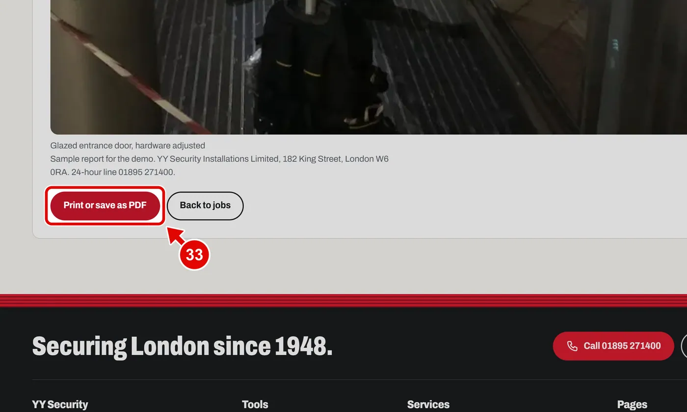 Screen grab from Client portal, on a computer. A red box marks the part to use.