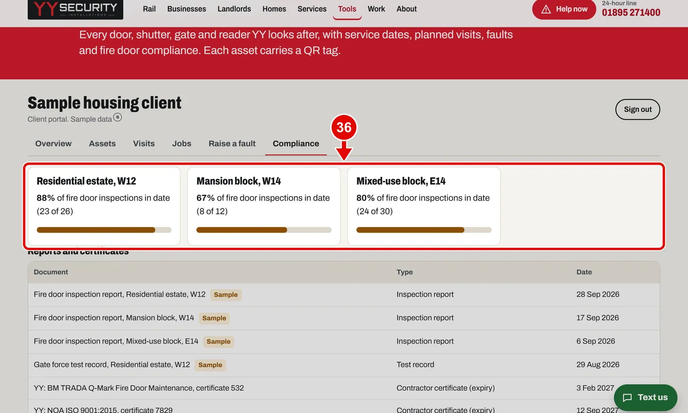 Screen grab from Client portal, on a computer. A red box marks the part to use.