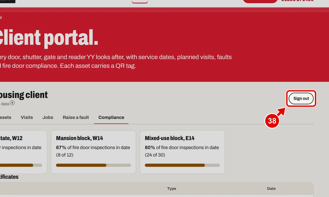 Screen grab from Client portal, on a computer. A red box marks the part to use.