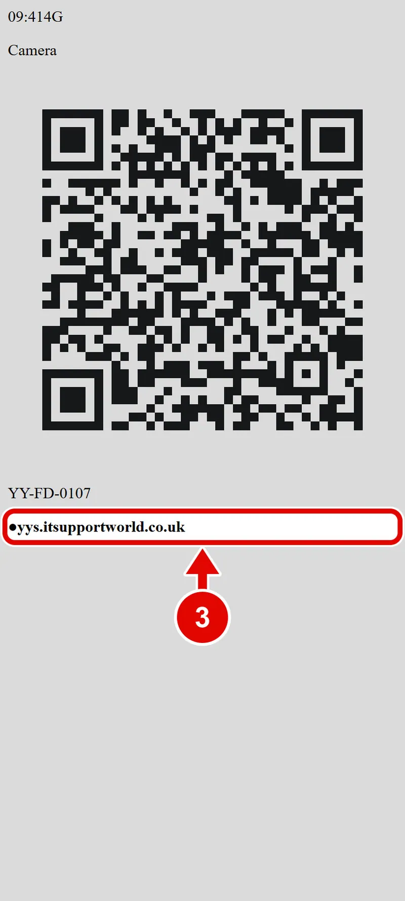 Screen grab from Scan a QR tag with your phone, on a phone. A red box marks the part to use.