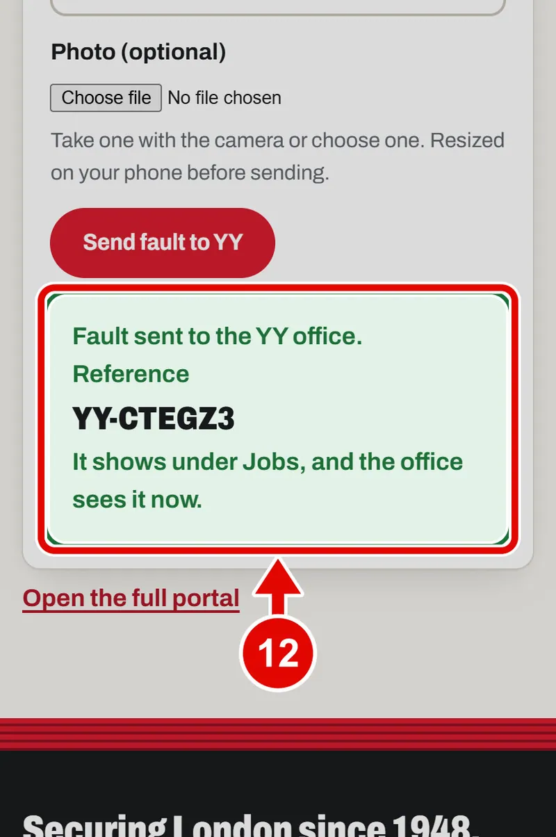Screen grab from Scan a QR tag with your phone, on a phone. A red box marks the part to use.
