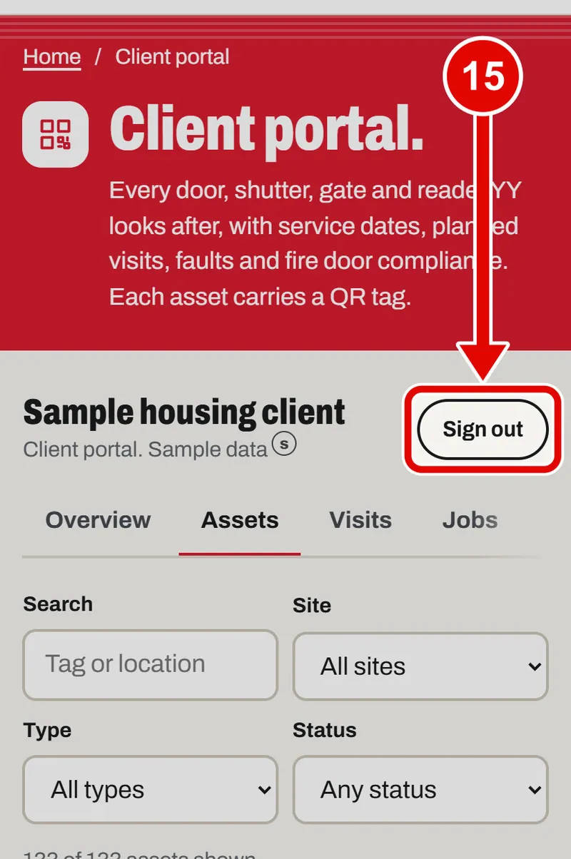 Screen grab from Scan a QR tag with your phone, on a phone. A red box marks the part to use.