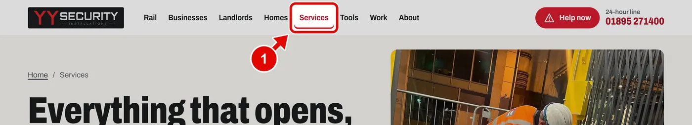Screen grab from Services, on a computer. A red box marks the part to use.