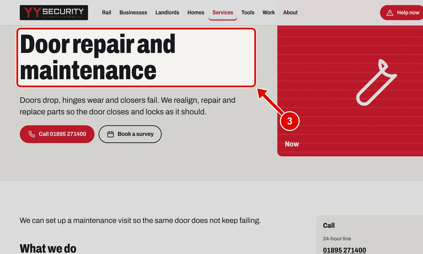 Screen grab from Services, on a computer. A red box marks the part to use.